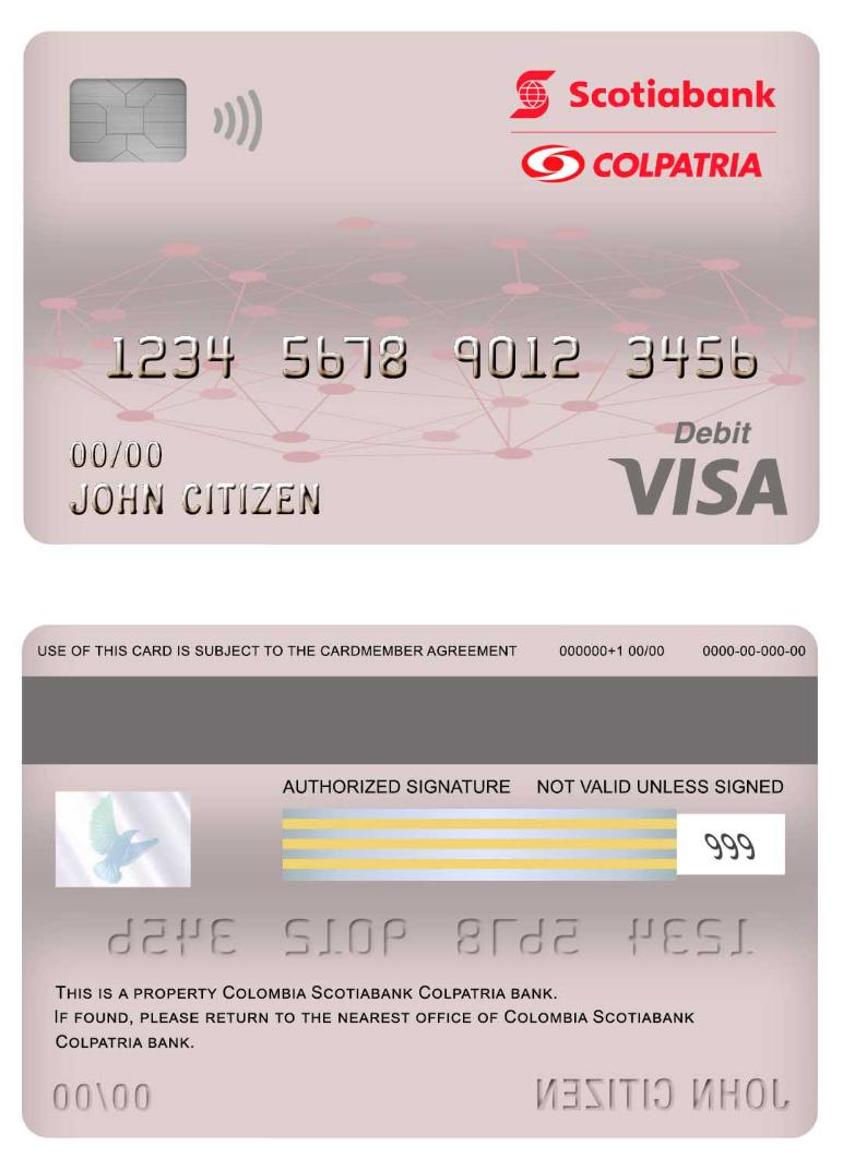 Colombia Scotiabank Colpatria bank visa debit card